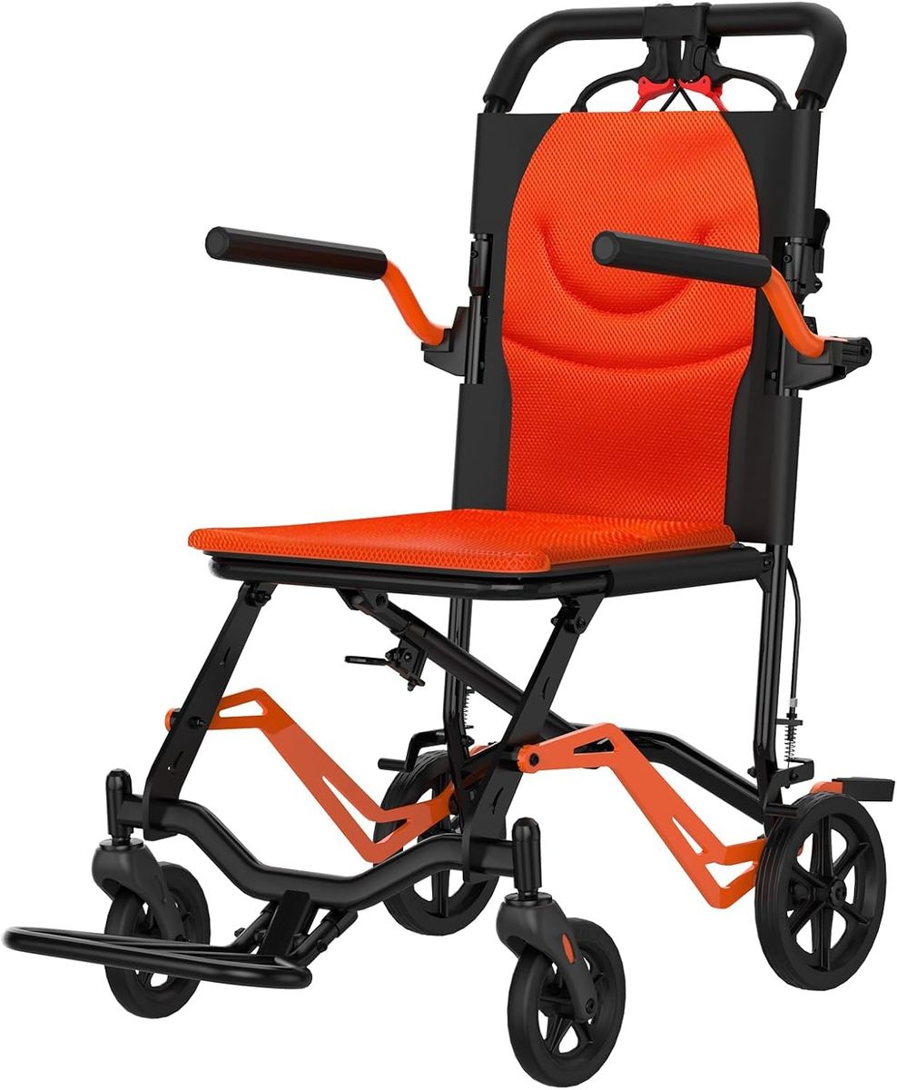 Folding Transport Wheelchair for Adults & Seniors, 220 LBS Capacity