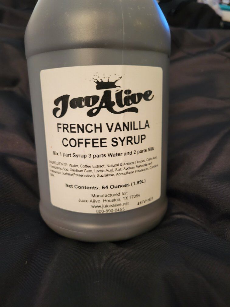 Jav Alive Fr Vanilla coffee syrup $6 or case $30 6