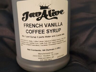Jav Alive Fr Vanilla coffee syrup $6 or case $30 6