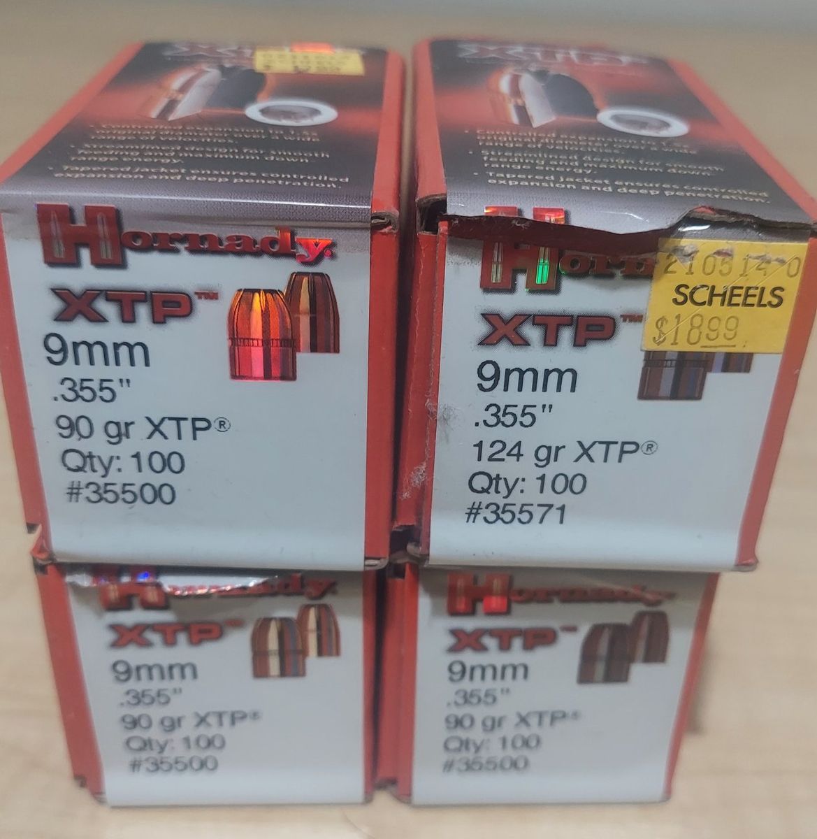 4 Boxes Hornady 9mm XTP Jacketed Hollow Point Bull