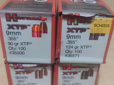 4 Boxes Hornady 9mm XTP Jacketed Hollow Point Bull