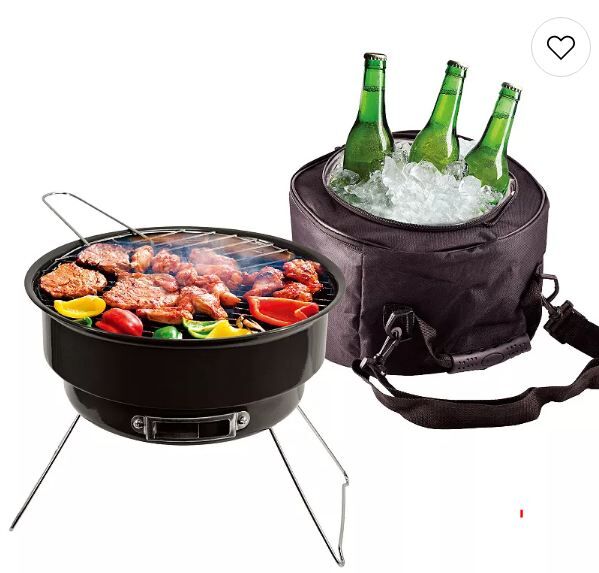 Tailgating Grill + Cooler combo w carry case, 2-in-1 grill + cooler