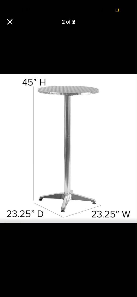 Round Aluminum Bar Height Cocktail Table - 45" H, 23.25" D/W, Modern Design