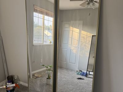 Gold Frame Mirrored Sliding Closet Doors