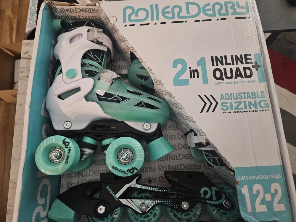 NEW 2 in 1 QUAD-INLINE GIRLS INTERCHANGABLE YOUTH SKATE