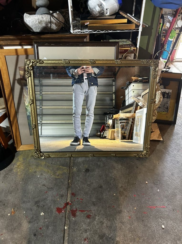 Antique Gilt-wood Ornate Rectangular Wall Mioor.