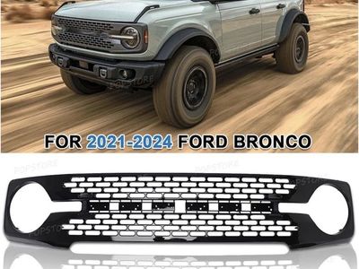 Front Bumper Grille grill For 2021 2022 2023 2024 Ford Bronco Gloss Black