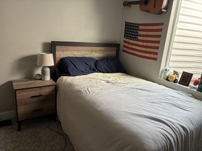 Rustic Wood full Bed Frame & Matching 2-Drawer Nightstand - No Mattress Included
