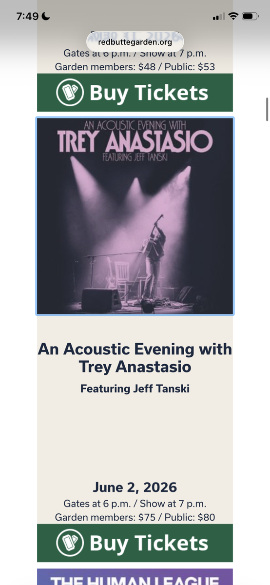1 Trey Anastasio Ticket 6/2 Red Butte