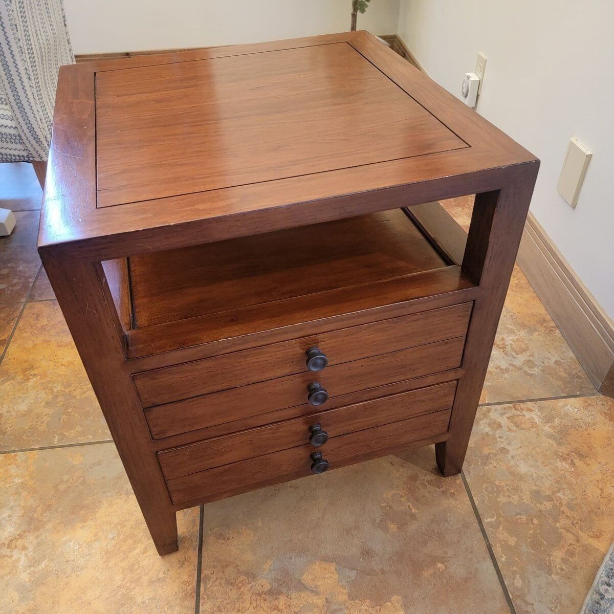Square end table, Crate and Barrel solid wood