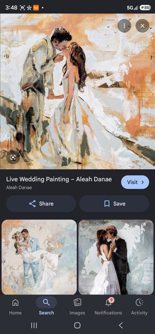 Live painting at weddings, by generous donation for portfolio.