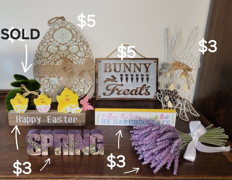 various Easter and spring decor