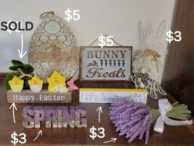 various Easter and spring decor