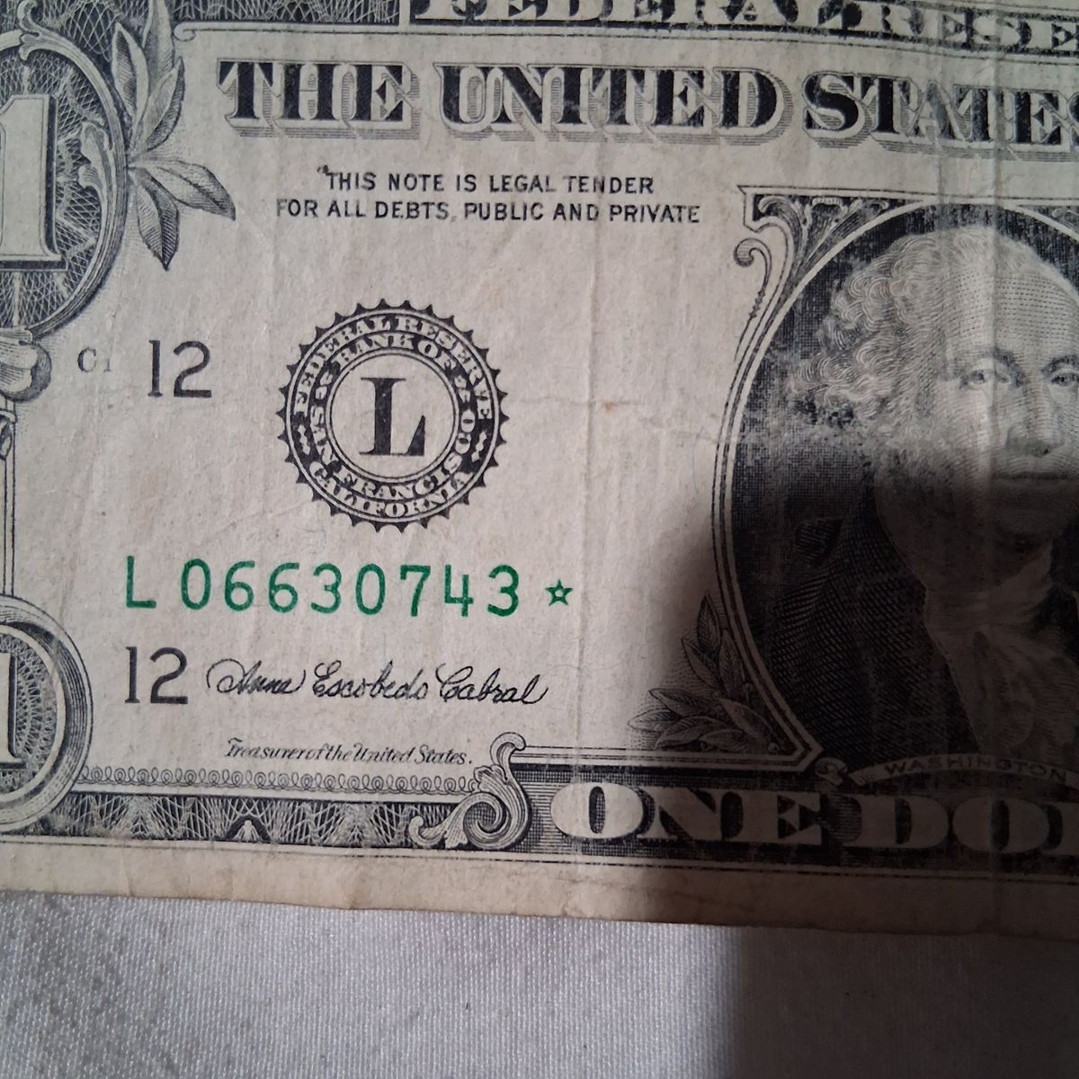 US 1 Dollar Star Note Currency Bill