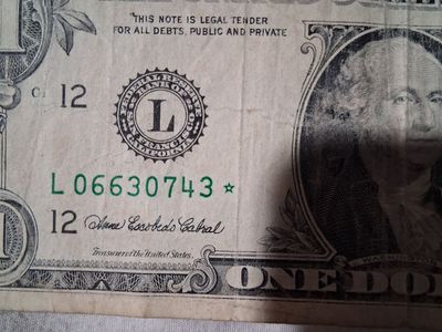 US 1 Dollar Star Note Currency Bill
