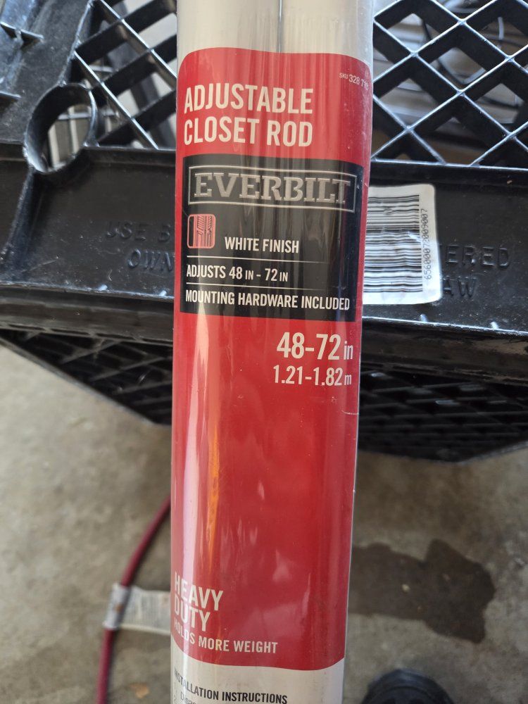 Everbilt Adjustable Closet Rod, White Finish, 48-72 in, Heavy Duty with Mounting Hardware