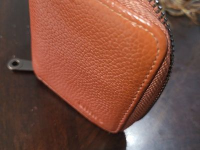 Unbranded Brown Textured Leather Small Zippered credit card wallet New