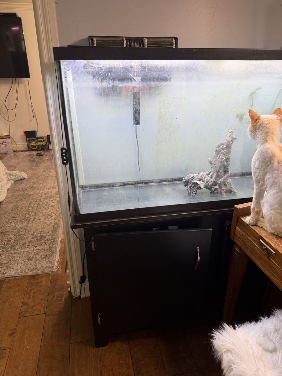 65-Gallon Fish Tank with Stand, Marineland Bio-Wheel 350 Filter, and SEAOURA LED Light
