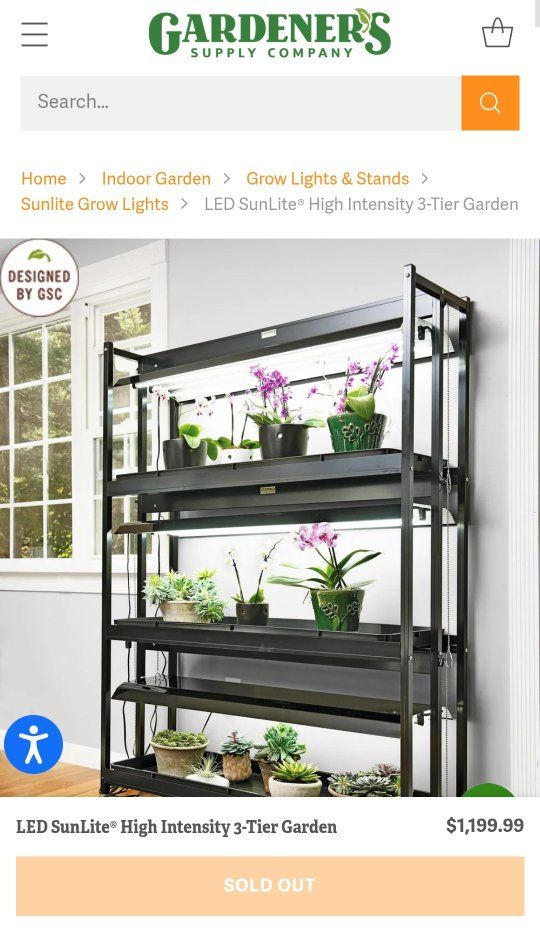 Gardener's Supply Company LED SunLite High Intensity 3-Tier Grow Light Garden with Casters