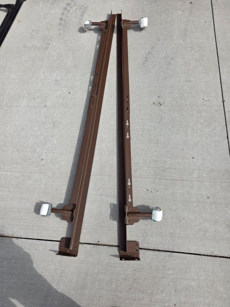 Brown Metal Adjustable Bed Frame Rails with Wheels - Headboard Attachment