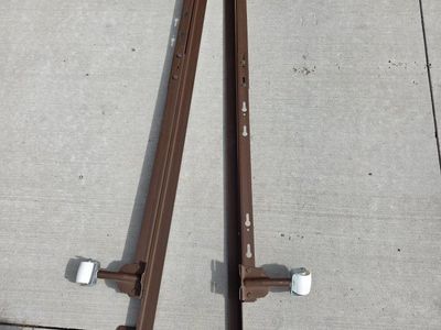 Brown Metal Adjustable Bed Frame Rails with Wheels - Headboard Attachment
