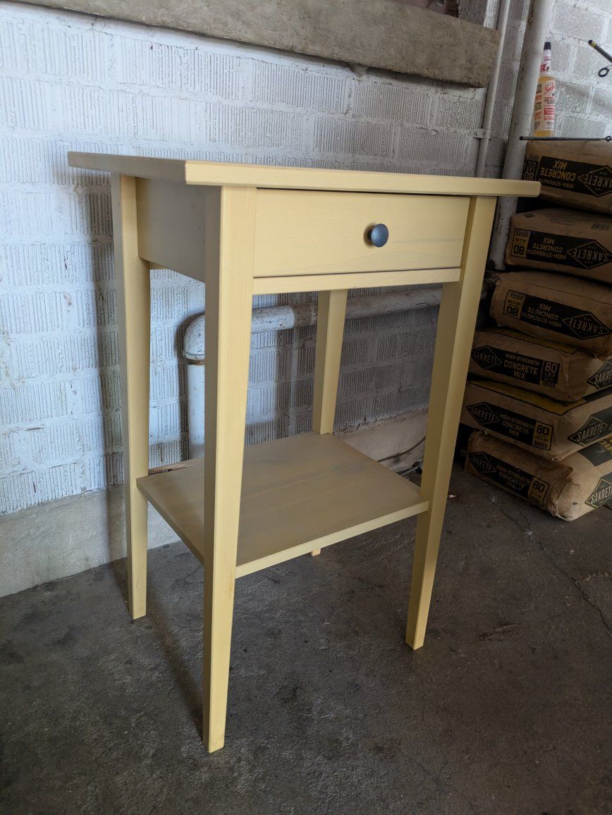 Ikea Yellow Wooden Nightstand with Drawer and Shelf - Damaged