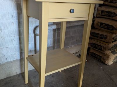 Ikea Yellow Wooden Nightstand with Drawer and Shelf - Damaged