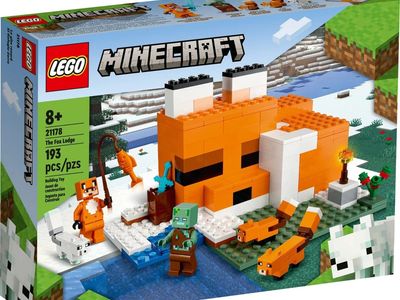 USED LEGO Minecraft The Fox Lodge 21178 Building Toy - 193 Pieces, Missing Instructions