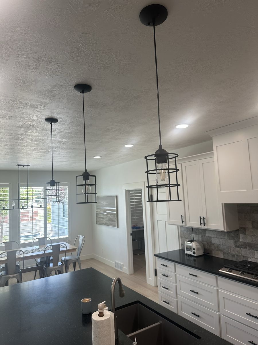 3 pendant lights - Edison bulb with cage shade - sold as set $40 total