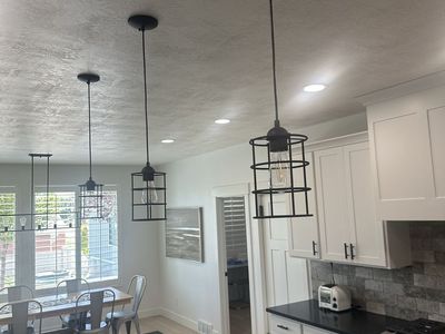 3 pendant lights - Edison bulb with cage shade - sold as set $40 total
