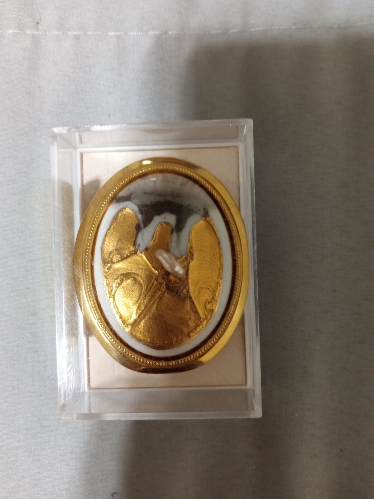 Vintage Norwegian artist gold pearl and enamel necklace pendant or brooch