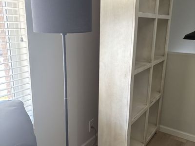 Rustic White Wood Bookcase with 8 Cubbies - Tall Storage Shelf Unit