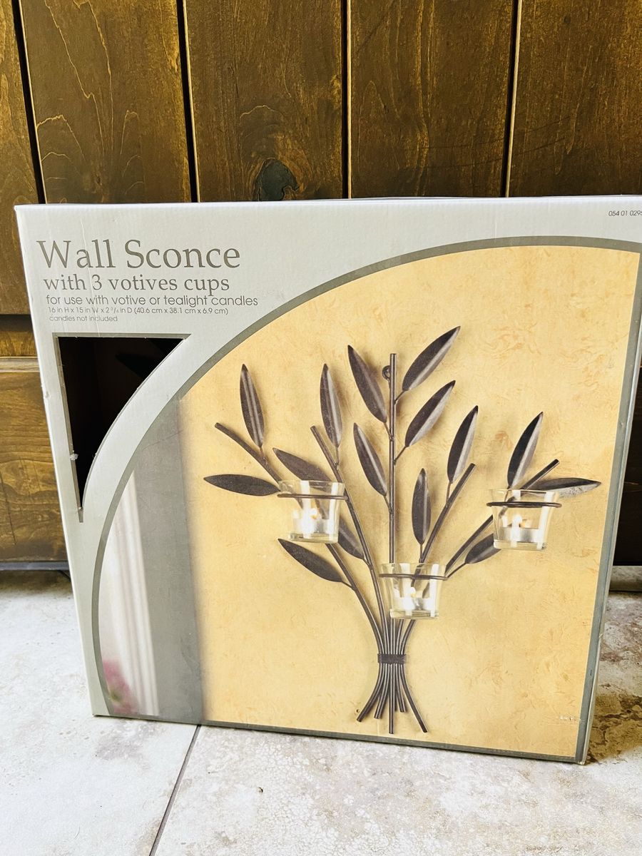 Wall Sconce with 3 Votive Cups - Tree Design Metal Candle Holder