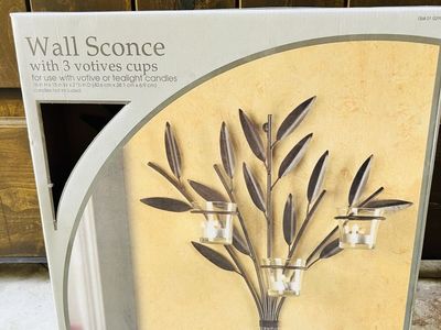 Wall Sconce with 3 Votive Cups - Tree Design Metal Candle Holder