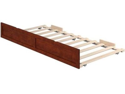 Wood Trundle Bed Frame with Rollers - Converts to Extra Twin Sleeping Space