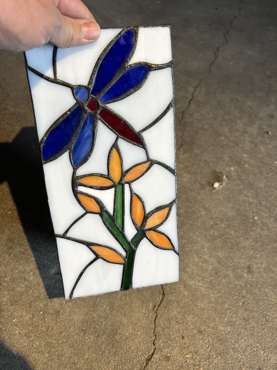 Tall Nice Dragon Fly Stained Glass Candle Holder