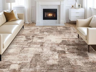 NEW Abstract Living Room Rug 8x10 - Modern Neutral Brown Tan Cream