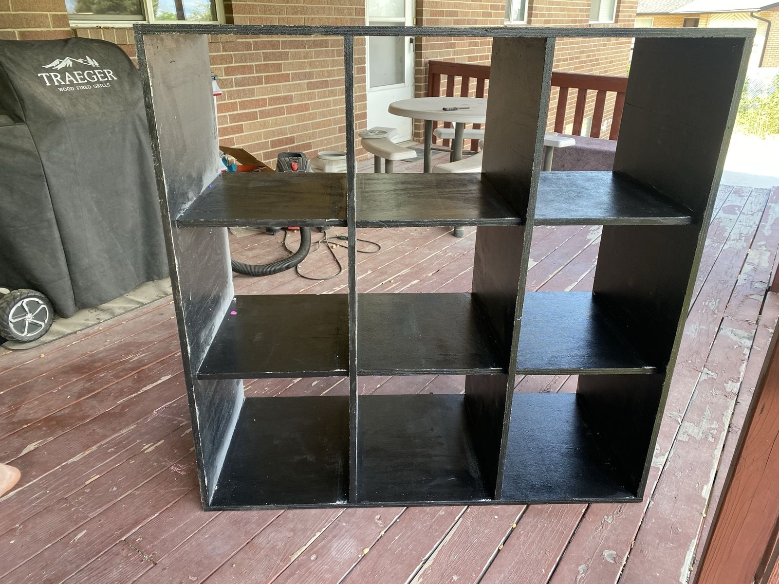 DIY Plywood 9-Cube Storage Shelf - Black, 50"x50"x21" - Garage/Shed Organizer