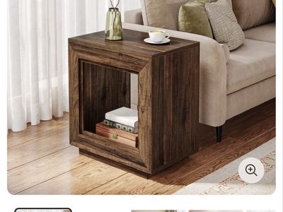NEW Farmhouse Wooden End Table/Nightstand - 2 Tier with Storage Shelf