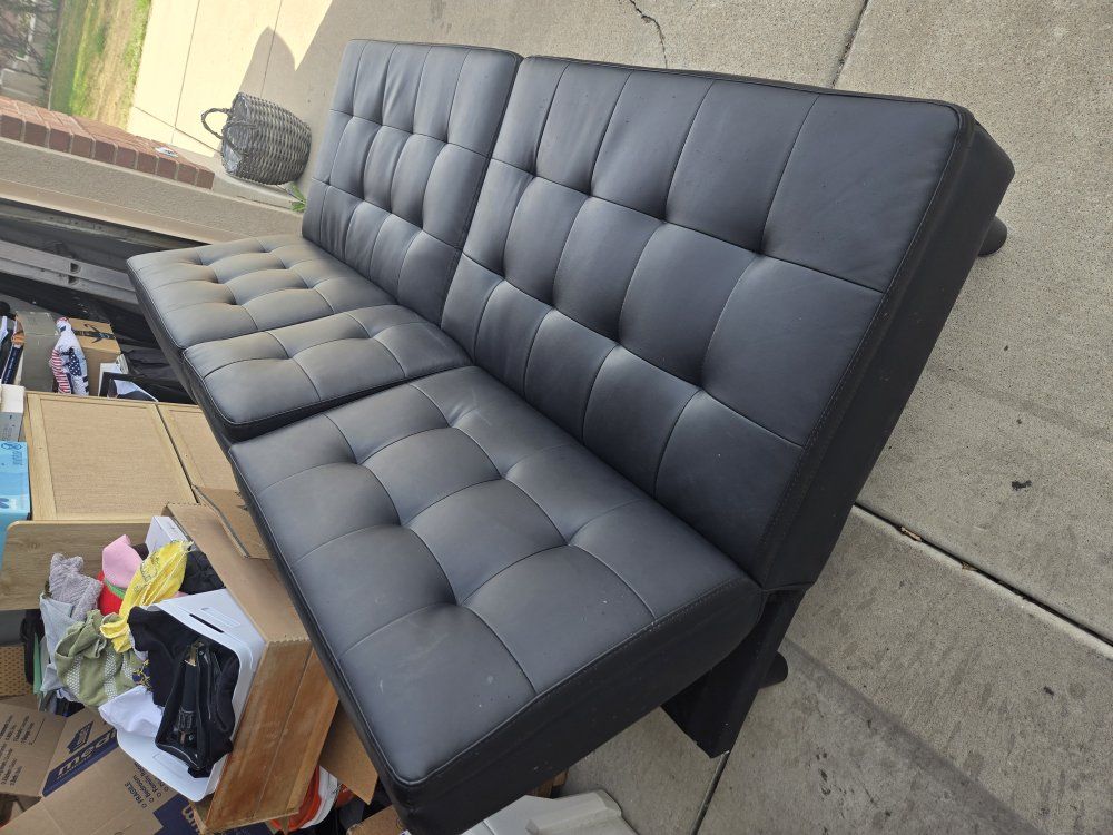 black pleather futon