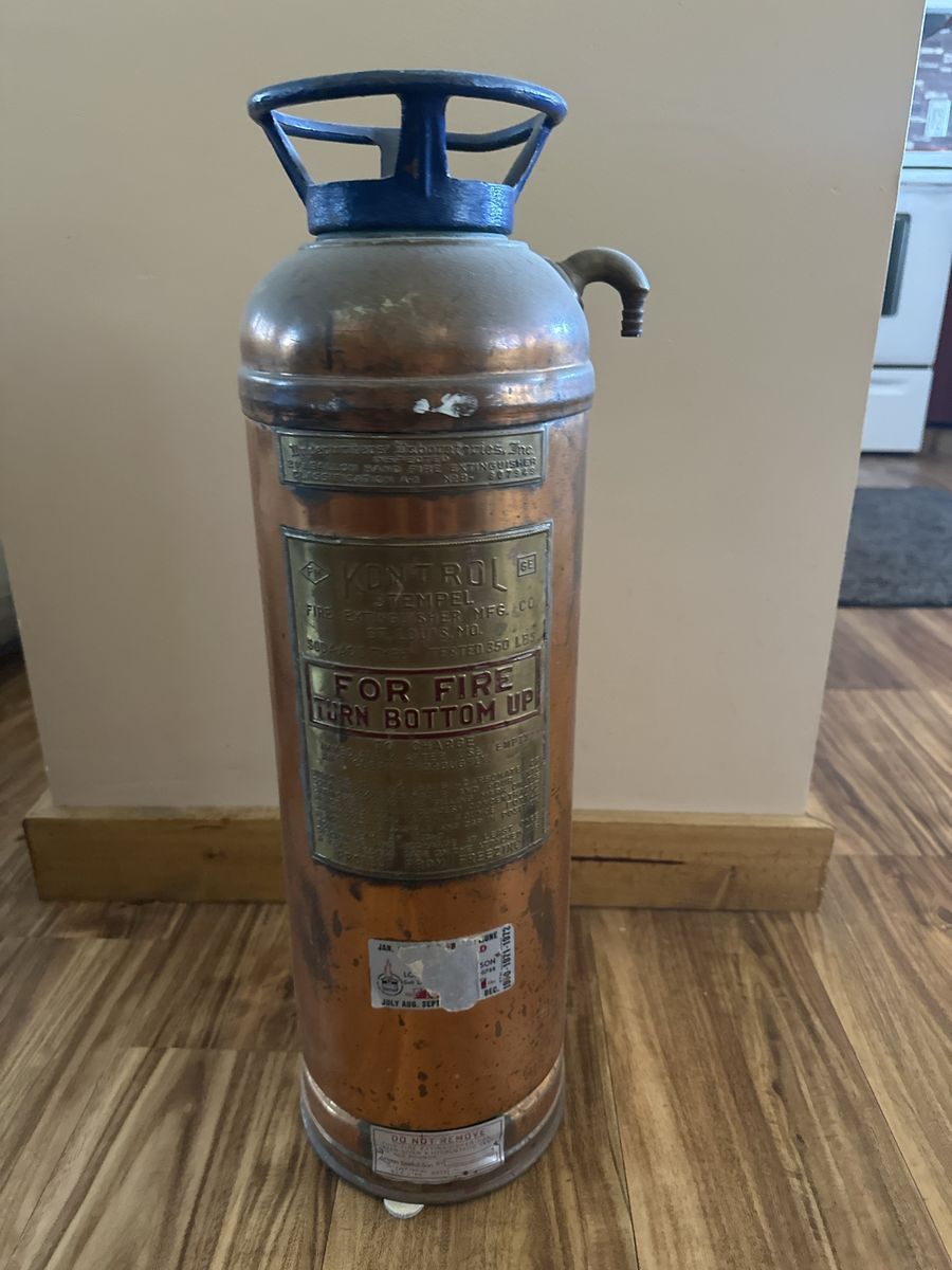 Vintage Stempel Kontrol Copper & Brass Fire Extinguisher