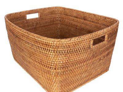 Brand New! Artifacts Trading Co. Saboga Home Large Basket – Honey Brown Rattan – Tag On! $200