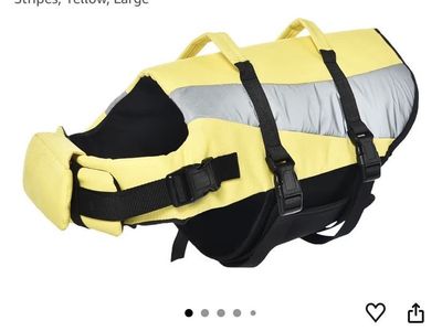 Large Dog Life Jacket Yellow & Black Reflective Safety Vest - New, Adjustable Straps
