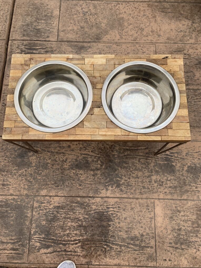 Dog Food/Water Dish With Stand