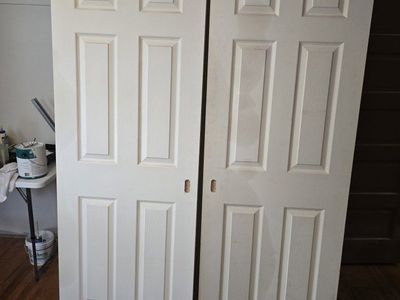 Pair of 6-Panel White Interior Doors - Bi-Fold or Standard Application
