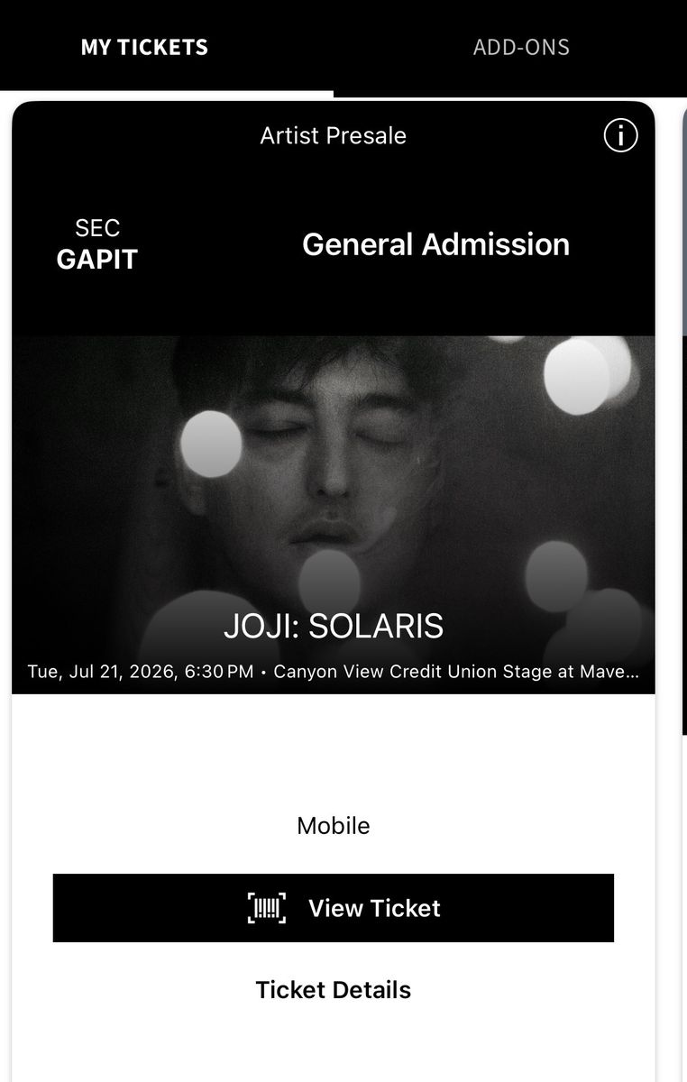 Joji Pit Ticket July 21st