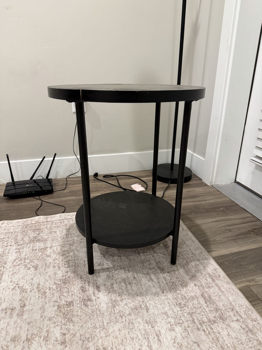 Round Black 2-Tier Side Table / End Table - Modern & Space-Saving Design