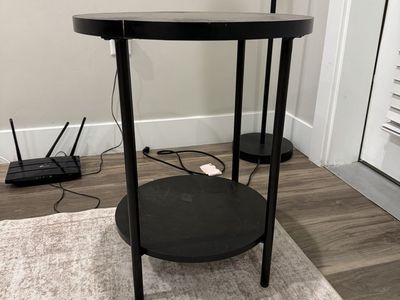 Round Black 2-Tier Side Table / End Table - Modern & Space-Saving Design