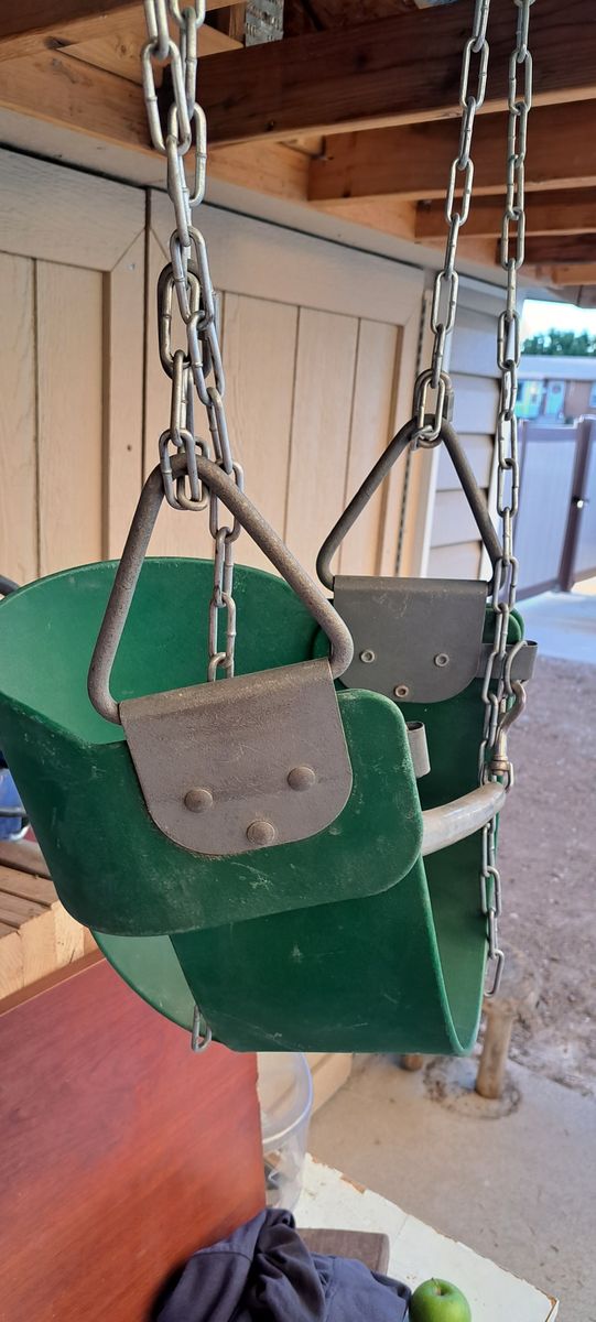 Green Baby Bucket Swing with Chain, High Back Full Toddler Swing