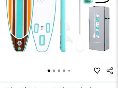 FunWater 10'6" Inflatable Paddle Board Kit - Blue/Orange Woodgrain SUP with Accessories